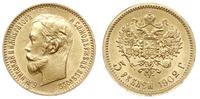 5 rubli 1902/AP, Petersburg,  , złoto 4.30 g, wy