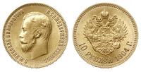 10 rubli 1904/АР, Petersburg, złoto 8.60 g, pięk