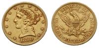 5 dolarów 1880, Filadelfia, Głowa Liberty, złoto