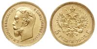5 rubli 1903/AP, Petersburg, złoto 4.30 g, piękn