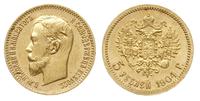 5 rubli 1904/АР, Petersburg, złoto 4.30 g, piękn