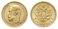 5 rubli 1903/АР, Petersburg, złoto 4.30 g, Bitki