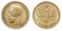 5 rubli 1900/ФЗ, Petersburg, złoto 4.30 g, Bitki