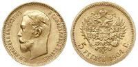 5 rubli 1904/AP, Petersburg, złoto 4.30 g, wyśmi