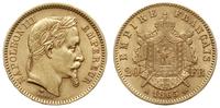20 franków 1865/A, Paryż, złoto 6.43 g, bardzo ł