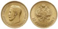 10 rubli 1899 AГ, Petersburg, złoto 8.59 g, pięk