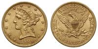 5 dolarów 1900, Filadelfia, złoto 8.36 g, bardzo