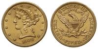 5 dolarów 1908, Filadelfia, złoto 8.35 g, ładne