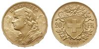 20 franków 1930/B, Berno, złoto 6.45 g, piękne, 