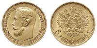 5 rubli 1898/АГ, Petersburg, złoto 4.30 g, Bitki