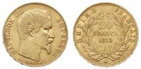 20 franków 1855/A, Paryż, złoto 6.44 g, Fr. 573,