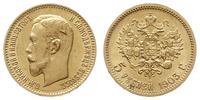 5 rubli 1903 AP, Petersburg, złoto 4.30 g, bardz