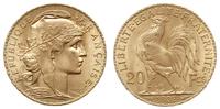 20 franków 1908, Paryż, złoto 6.45 g, piękne, Fr