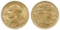 20 franków 1909, Berno, złoto 6.45 g, piękne, Fr