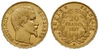 20 franków 1857 A, Paryż, złoto 6.47 g, bardzo ł
