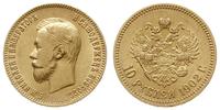 10 rubli 1902 AP, Petersburg, złoto 8.59 g, bard