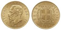 20 lirów 1865, Turyn, złoto 6.45 g, bardzo ładne