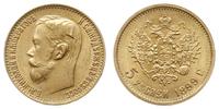 5 rubli 1899 ФЗ, Petersburg, złoto 4.30 g, piękn