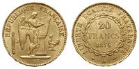 20 franków 1876/A, Paryż, złoto 6.44 g, Gadoury 