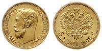 5 rubli 1902 AP, Petersburg, złoto 4.29 g, piękn