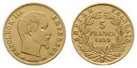 5 franków 1859 BB, Strasbourg, złoto 3.19 g, Fr.