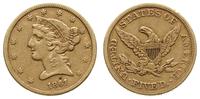 5 dolarów 1861, Filadelfia, Liberty, złoto 8.26 