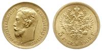 5 rubli 1902/АР, Petersburg, złoto 4.30 g, bardz