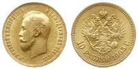 10 rubli 1903/АР, Petersburg, złoto 8.59 g, bard