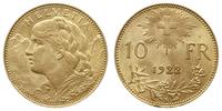 10 franków 1922/B, Berno, złoto 3.22 g, Fr. 504
