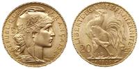 20 franków 1909, Paryż, złoto 6.45 g, piękne., G