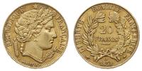 20 franków 1851/A , Paryż, złoto 6.43 g, Fr. 566