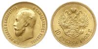 10 rubli 1903 AP, Petersburg, złoto 8.62 g, pięk