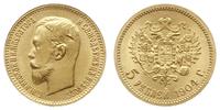 5 rubli 1904/АР, Petersburg, złoto 4.29 g, Fr. 1