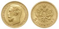 5 rubli 1904/АР, Petersburg, złoto 4.30 g, Fr. 1