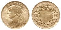 20 franków 1935 B, Berno, złoto 6.44 g