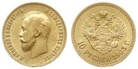 10 rubli 1903 AP, Petersburg, złoto 8.61 g, pięk