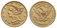 5 dolarów 1907, Filadelfia, Liberty Head, złoto 