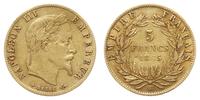 5 franków 1865/BB, Strasburg, złoto 1.61 g, rzad
