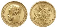 5 rubli 1902, Petersburg, złoto 4.30 g, pięknie 
