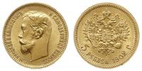 5 rubli 1902, Petersburg, złoto 4.29 g, piękny e
