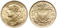 20 franków  1949/B, Berno, złoto 6.45 g, Fr. 499