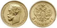 5 rubli 1902, Petersburg, złoto 4.30 g, bardzo ł