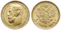 5 rubli 1899/ФЗ, Petersburg, złoto 4.29 g, Fr. 1