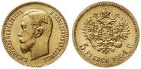 5 rubli 1904 AP, Petersburg, złoto 4.30 g, Fr. 1