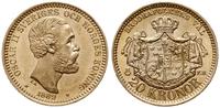 20 koron 1889, Sztokholm, złoto 8.95 g, Fr. 93a,