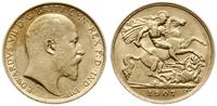 1/2 funta 1907, Londyn, złoto 3.95 g, Seaby 3974