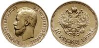 10 rubi 1909 Э•Б, Petersburg, złoto 8.59 g, rzad