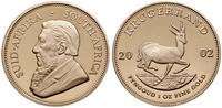 krugerrand 2002, 1 uncja złota, wybite stemplem 