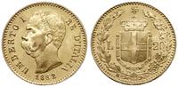 20 lirów 1882 R, Rzym, złotych 6.44 g, piękne, F