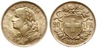 20 franków 1935 L-B, Berno, złoto 6.45 g, minima
